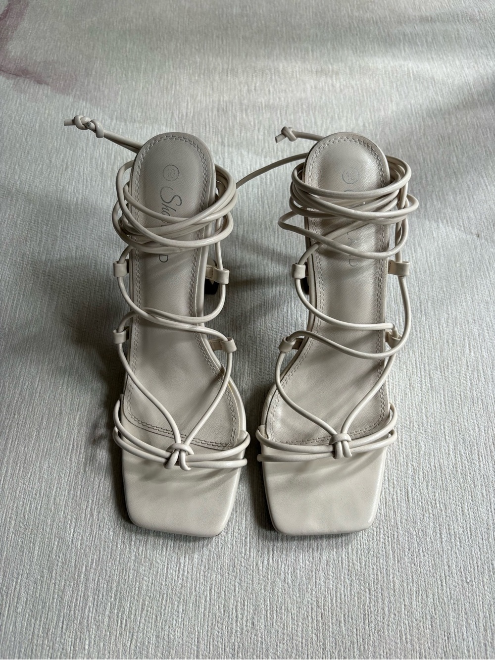 Lace-Up Heels in Cream